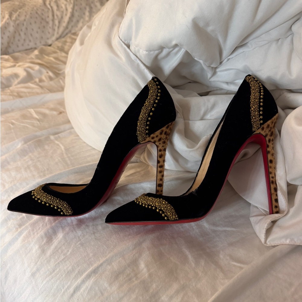 Christian Louboutin Black and Gold Heels